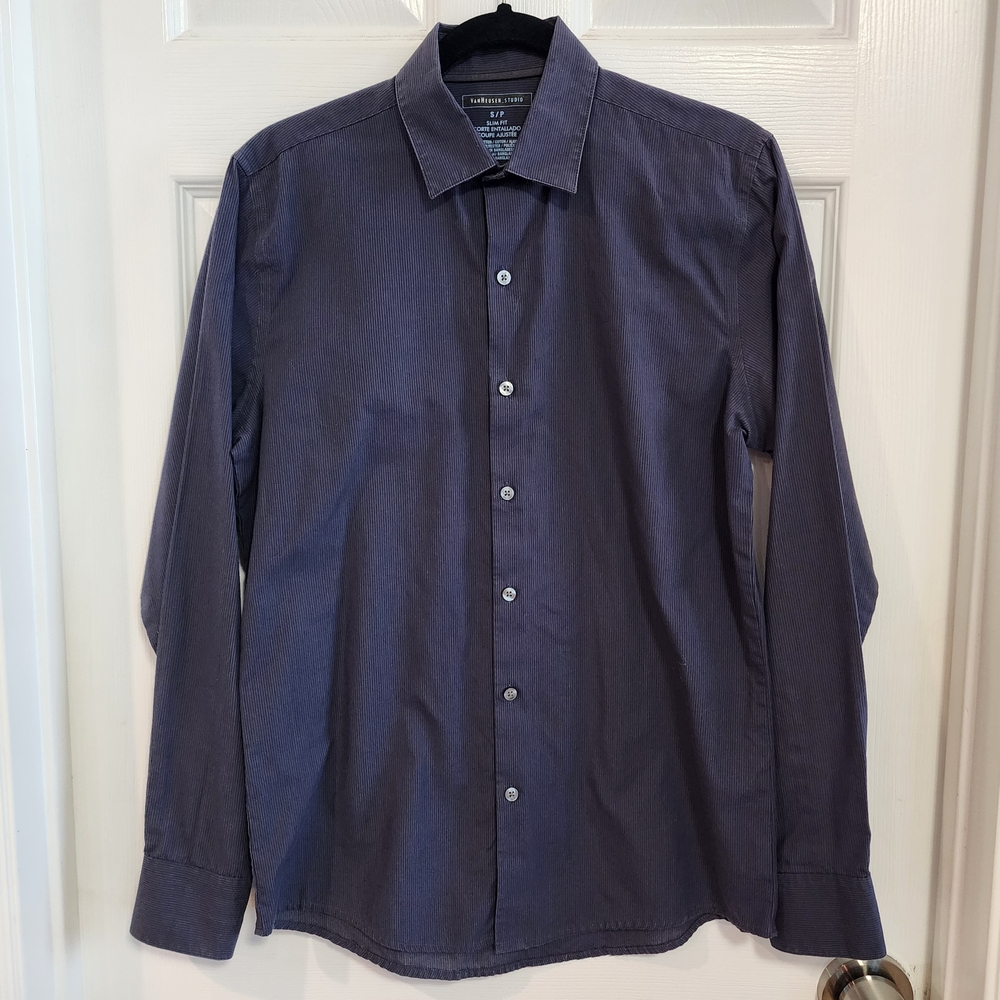 Van Heusen Men's Blue Button-Up Shirt Small Slim Fit